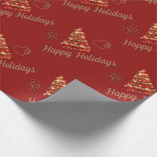 Kerstrood en gouden moderne boom en hart met venti cadeaupapier (Hoek)