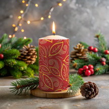 Kerstrood en goudkleurig lederen patroon