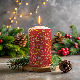 Kerstrood en goudkleurig lederen patroon