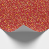 Kerstrood en goudkleurig lederen patroon cadeaupapier (Hoek)