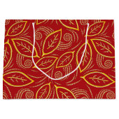 Kerstrood en goudkleurig lederen patroon groot cadeauzakje (Voorkant)