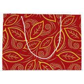 Kerstrood en goudkleurig lederen patroon groot cadeauzakje (Achterkant)