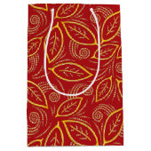 Kerstrood en goudkleurig lederen patroon medium cadeauzakje (Voorkant)