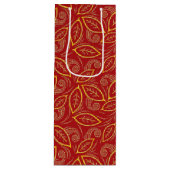 Kerstrood en goudkleurig lederen patroon wijn cadeautas (Voorkant)