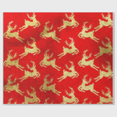 Kerstrood en goudkoortsrenker cadeaupapier (Vlak)