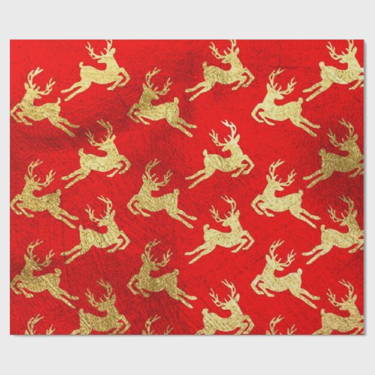Kerstrood en goudkoortsrenker cadeaupapier (Vlak)