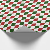 Kerstrood en groen argyle Harlequin Pattern Cadeaupapier (Hoek)