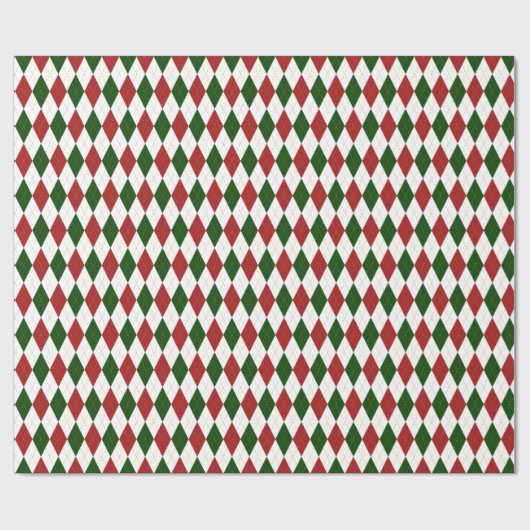 Kerstrood en groen argyle Harlequin Pattern Cadeaupapier (Vlak)