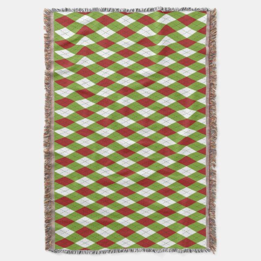 Kerstrood en groen argyle Harlequin Pattern Deken (Voorkant Verticaal)