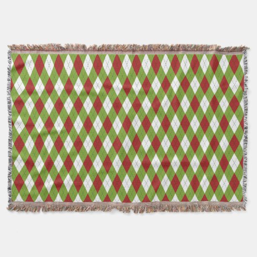 Kerstrood en groen argyle Harlequin Pattern Deken (Voorkant)