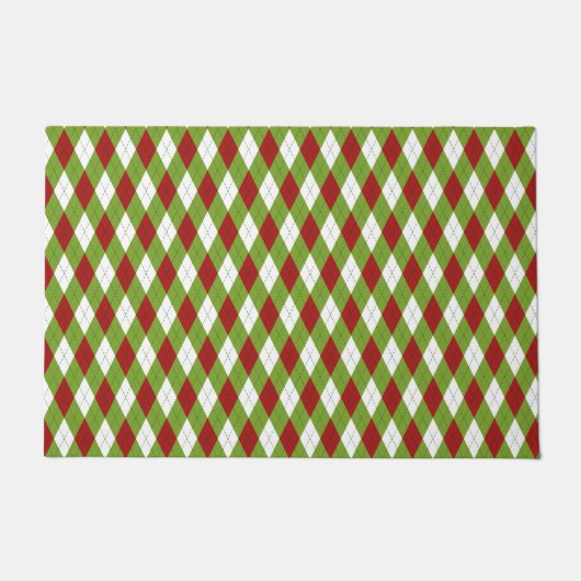 Kerstrood en groen argyle Harlequin Pattern Deurmat (Voorkant)