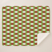Kerstrood en groen argyle Harlequin Pattern Sherpa Deken (Voorkant (horizontaal))