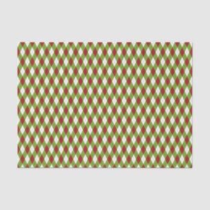 Kerstrood en groen argyle Harlequin Pattern Tissuepapier