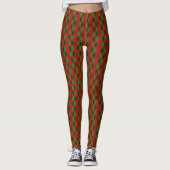 Kerstrood en groen argyle-patroon leggings (Voorkant)