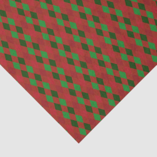 Kerstrood en groen argyle-patroon tissuepapier (Detail)