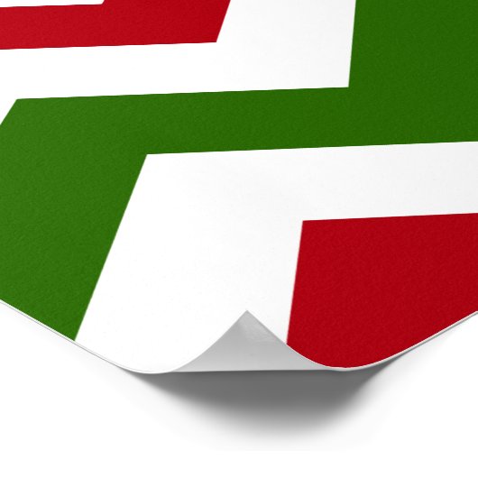 Kerstrood en groen Chevron Pattern Poster (Hoek)