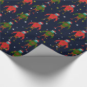 Kerstrood en groen gemiddelde robots in de ruimte cadeaupapier (Hoek)