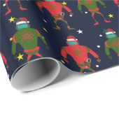 Kerstrood en groen gemiddelde robots in de ruimte cadeaupapier (Rol Hoek)