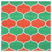 Kerstrood en groen Geometrisch Ogee Patroon Stof (Close Up)