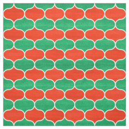 Kerstrood en groen Geometrisch Ogee Patroon Stof