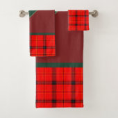 kerstrood en groen gepantserd met tartan monogramm bad handdoek (Insitu)