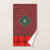 kerstrood en groen gepantserd met tartan monogramm bad handdoek (Handdoek)