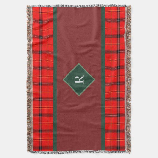 kerstrood en groen gepantserd met tartan monogramm deken (Voorkant Verticaal)