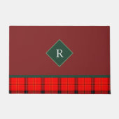 kerstrood en groen gepantserd met tartan monogramm deurmat (Voorkant)