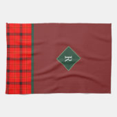 kerstrood en groen gepantserd met tartan monogramm theedoek (Horizontaal)