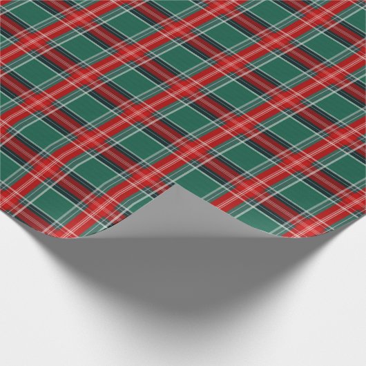 Kerstrood en groen gepantserd omslagpapier cadeaupapier (Hoek)