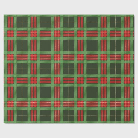 Kerstrood en groen gepantserd omslagpapier cadeaupapier (Vlak)