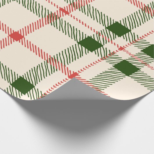 Kerstrood en groen gepantserde springplank eenvoud cadeaupapier (Hoek)