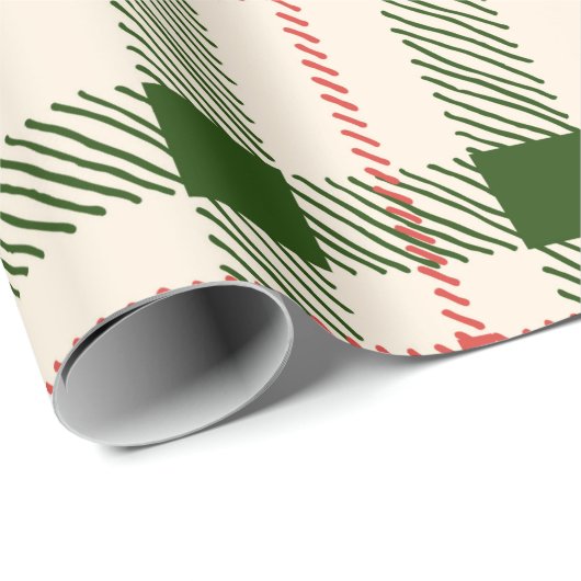 Kerstrood en groen gepantserde springplank eenvoud cadeaupapier (Rol Hoek)