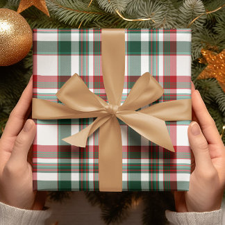 Kerstrood en groen geplakt inpakpapier vel