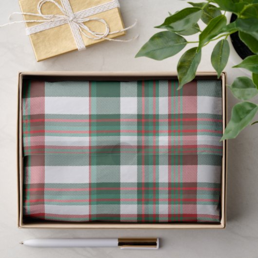 Kerstrood en groen geplakt tissuepapier (Geschenk)