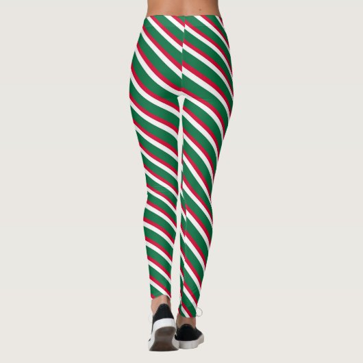 Kerstrood en groen gestreept leggings (Achterkant)