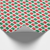 Kerstrood en groen glitterpatroon cadeaupapier (Hoek)