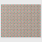 Kerstrood en groen glitterpatroon cadeaupapier (Vlak)