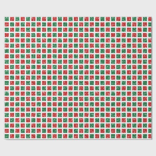 Kerstrood en groen glitterpatroon cadeaupapier (Vlak)