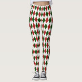 Kerstrood en groen Harlequin Argyle Diamond Leggings (Voorkant)