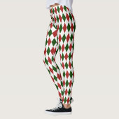 Kerstrood en groen Harlequin Argyle Diamond Leggings (Links)