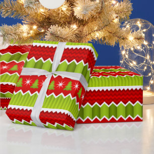 Kerstrood en groen keurmerk cadeaupapier