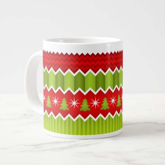 Kerstrood en groen keurmerk grote koffiekop (Links)