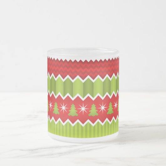 Kerstrood en groen keurmerk matglas koffiemok (Center)