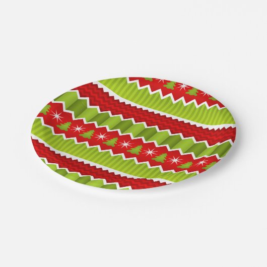 Kerstrood en groen keurmerk papieren bordje (Gekanteld)