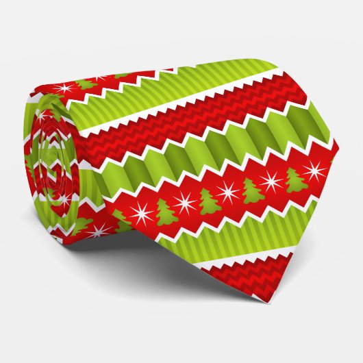 Kerstrood en groen keurmerk stropdas (Opgerold)