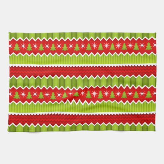 Kerstrood en groen keurmerk theedoek (Horizontaal)