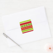 Kerstrood en groen keurmerk vierkante sticker (Envelop)