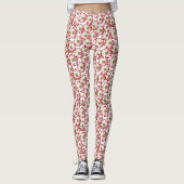 Kerstrood en groen-maanpatroon leggings (Voorkant)