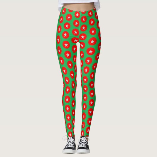 Kerstrood en groen ontwerp leggings (Voorkant)